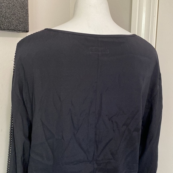 Rag and Bone Lace Sleeve Top Long Sleeve Crewneck Black Shirt Blouse Sz M - Picture 5 of 9
